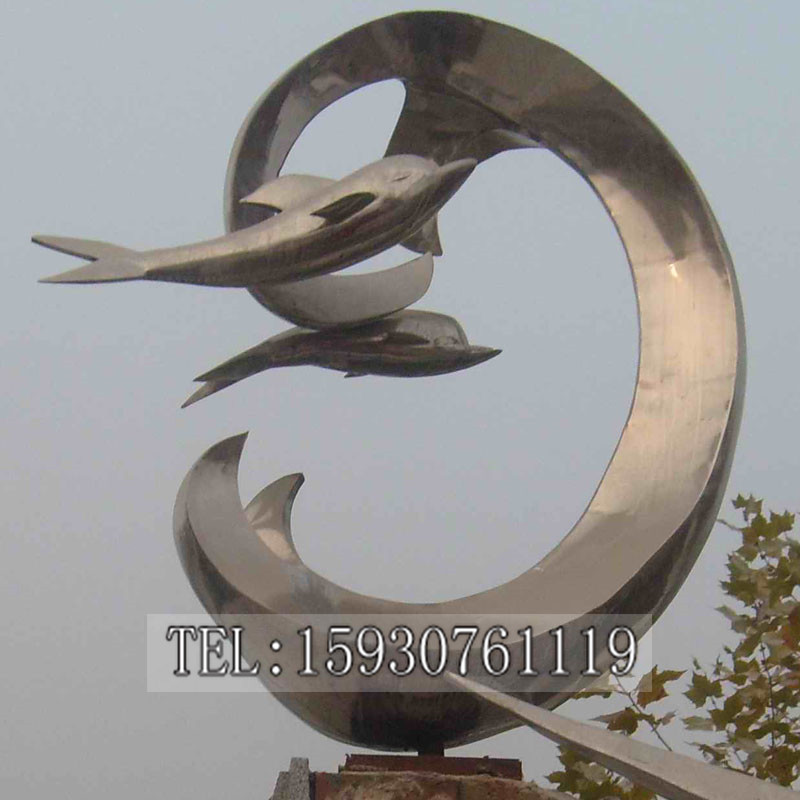 不锈钢海豚雕塑户外城市创意抽象艺术雕塑广场大型雕塑摆件