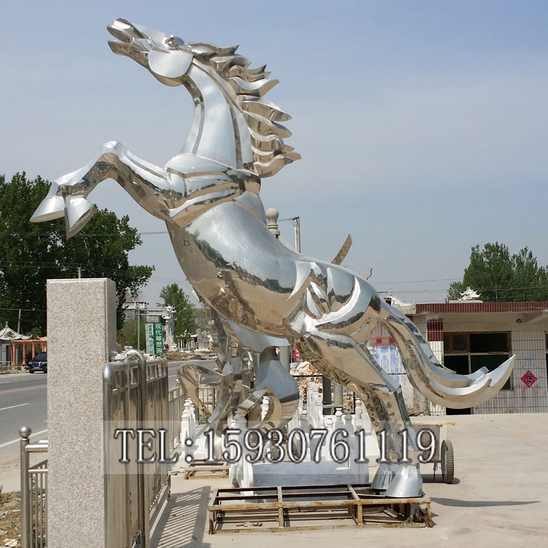 不锈钢马雕塑广场园林步行街玻璃钢动物雕塑抽象校园落地摆件