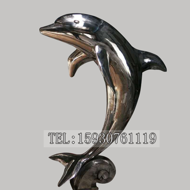 定制作精致不锈钢雕塑海豚雕塑公园海洋馆水族馆不锈钢雕塑摆件