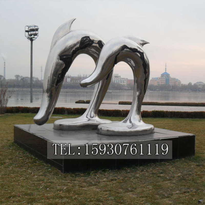 不锈钢海豚雕塑大型不锈钢抽象雕塑广场公园大型不锈钢雕塑