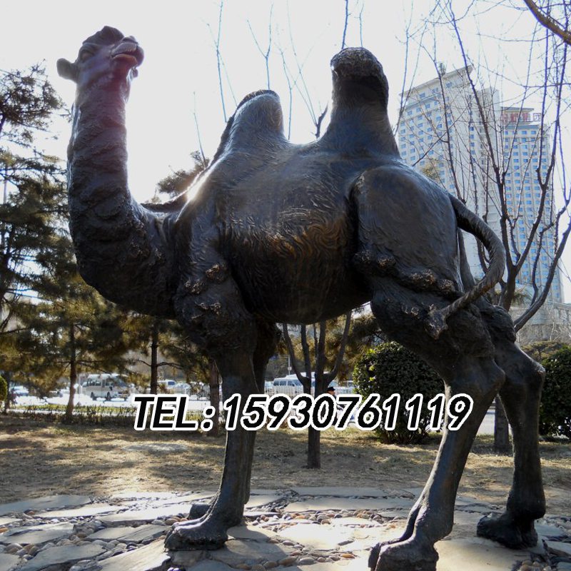 不锈钢骆驼雕塑仿真双驼峰雕像城市广场仿铜雕动物落地摆件