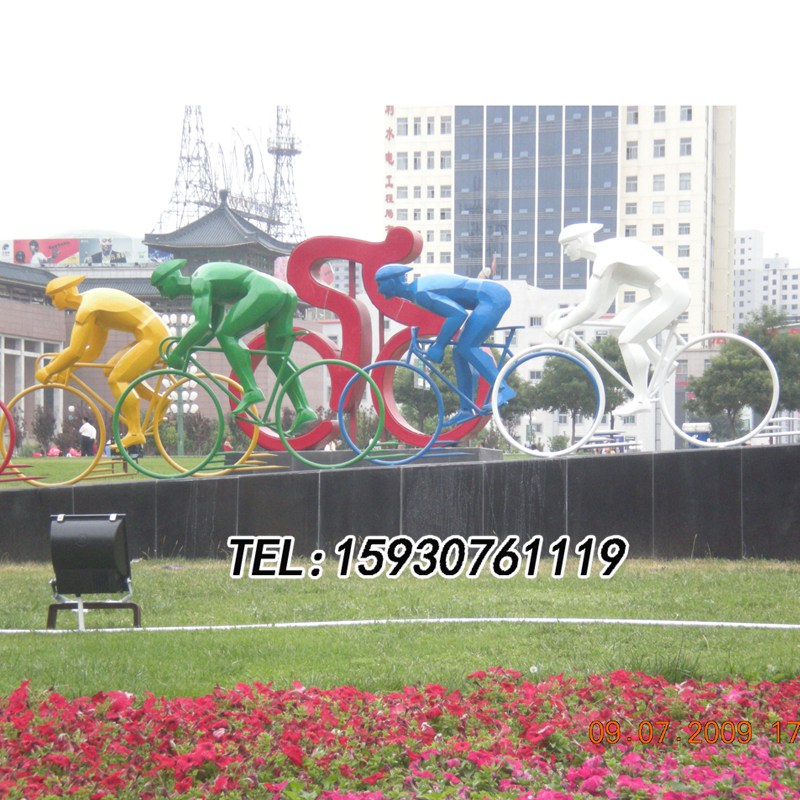 不锈钢抽象骑自行车人物雕塑体育运动雕塑校园公园广场造景