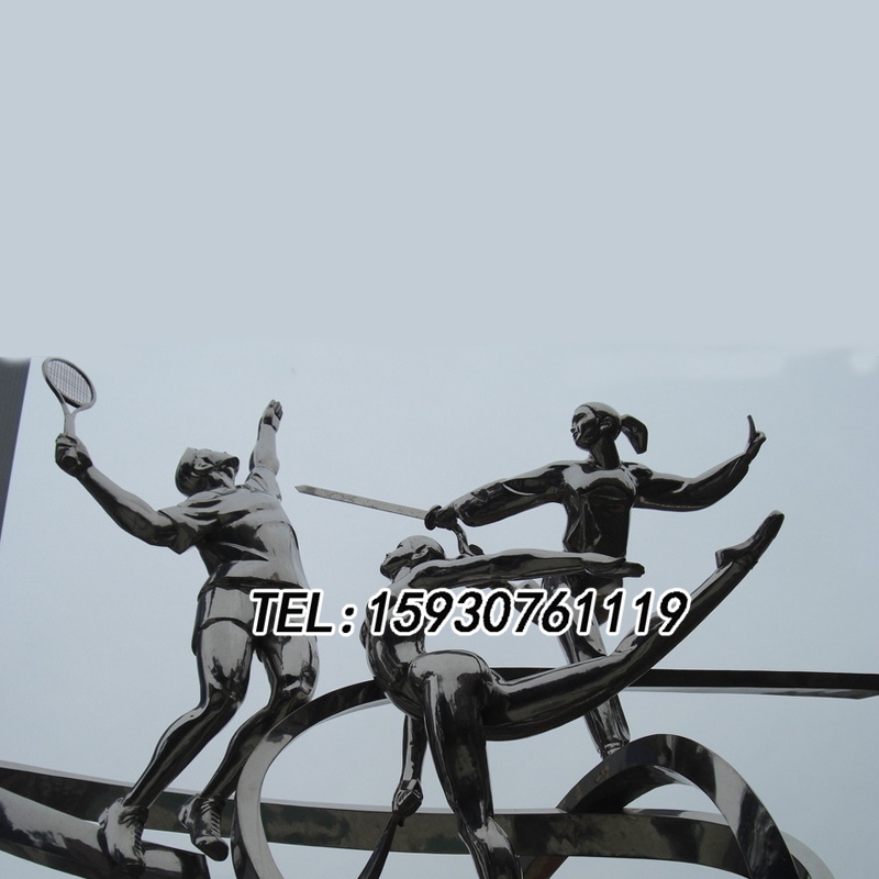 不锈钢运动人物雕塑奥运竞技系列主题打羽毛球广场公园景观
