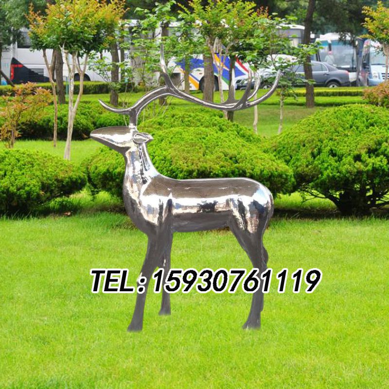 鹿雕塑仿真不锈钢铁艺动物雕塑广场小区户外公园小鹿定做