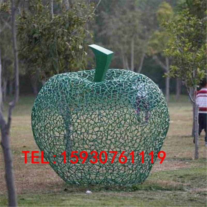 镂空不锈钢苹果雕塑，休闲景观广场雕塑