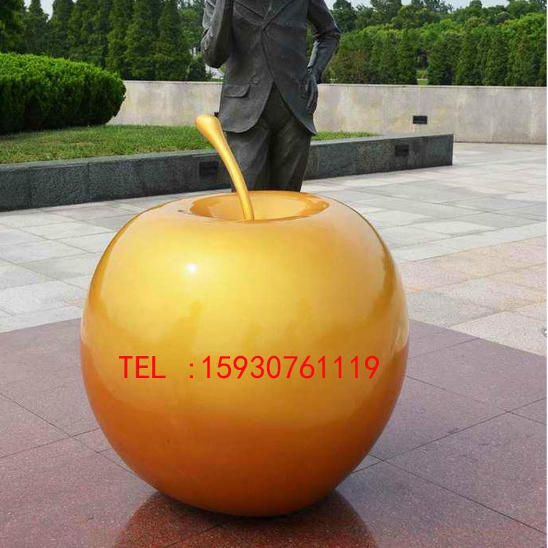 大型不锈钢苹果水果植物雕塑，城市广场公园户外园林标志摆件定制