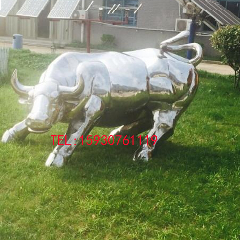 不锈钢牛铸铜仿铜大型耕地牛，仿真动物园林广场不锈钢雕塑摆件厂家定做