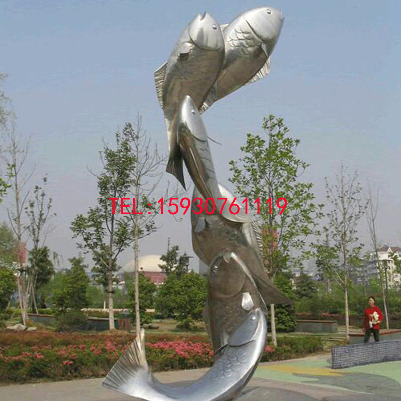 大型不锈钢鱼雕塑现代雕塑广场艺术雕塑定制