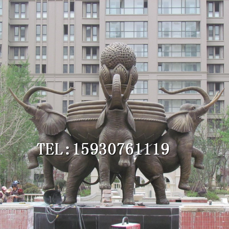 不锈钢酒店门口动物大象雕塑摆件
