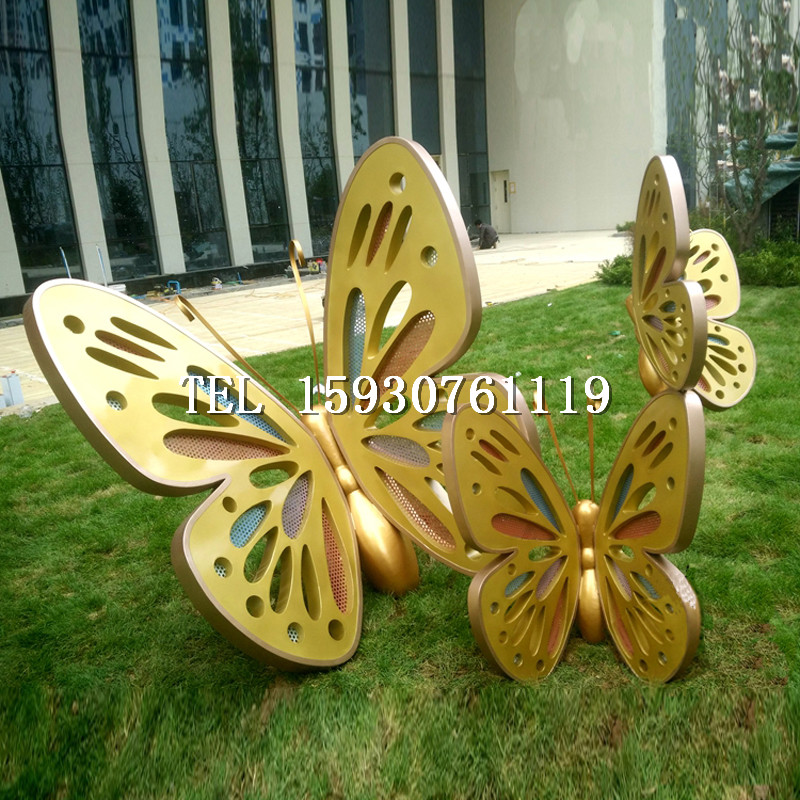 不锈钢仿铜蝴蝶雕塑户外广场城市雕塑摆件