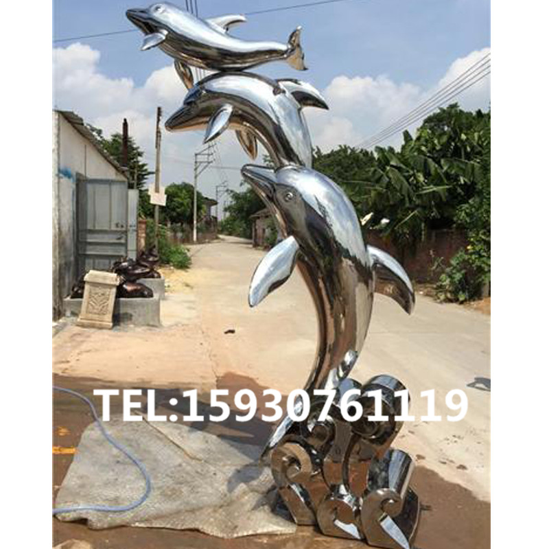 金属海豚雕塑校园广场创意主题雕塑图片